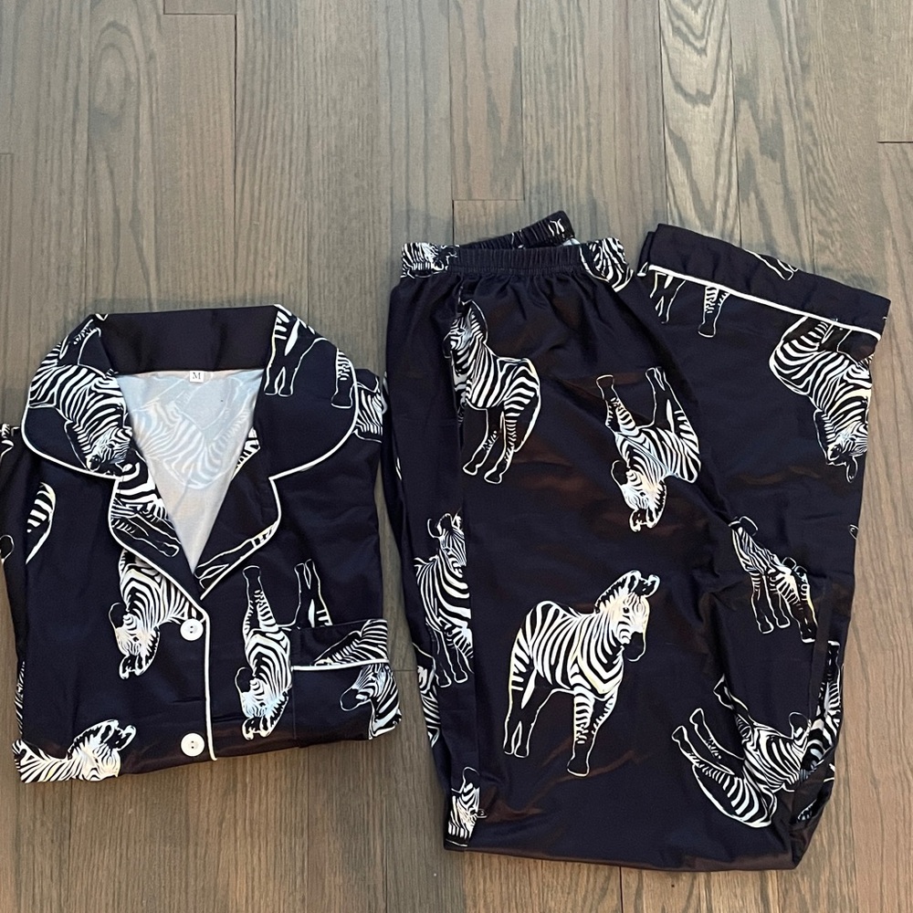 Zebra Print Pajamas - Black and White